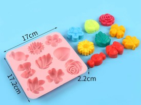 Molde silicona 9 hojas y flores